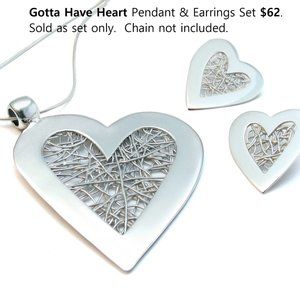 Sterling Silver Heart Pendant and Earring Set